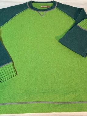 Celio Sportswear Woolmark Lambswool Sweater Green Crewneck Pullover size XL